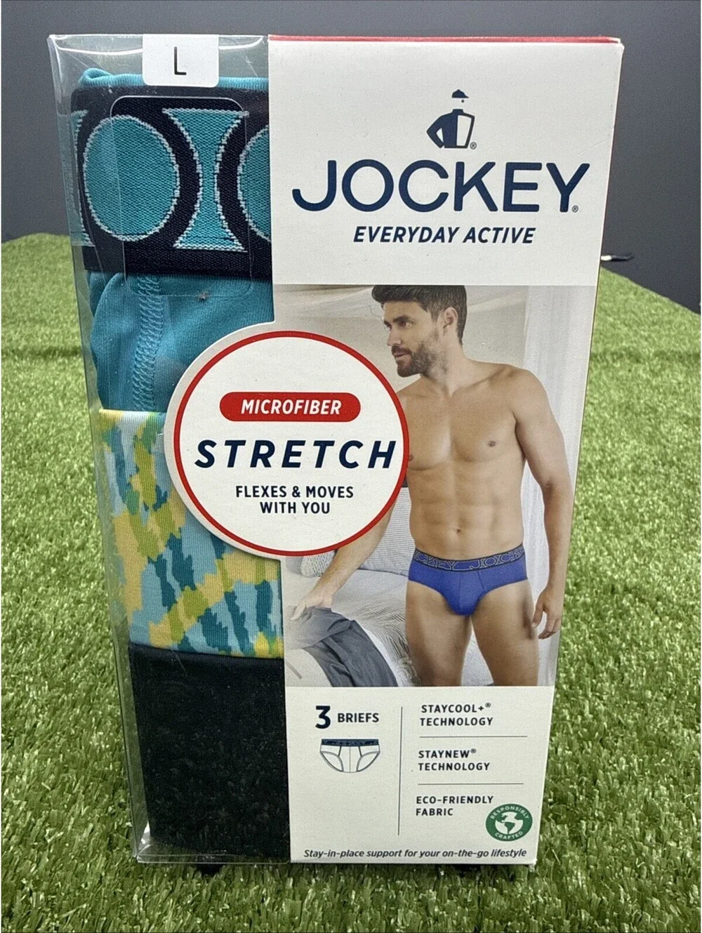 3pk Jockey Everyday Active Briefs Color Microfiber Poly/Spandex Size L 36-38 NEW